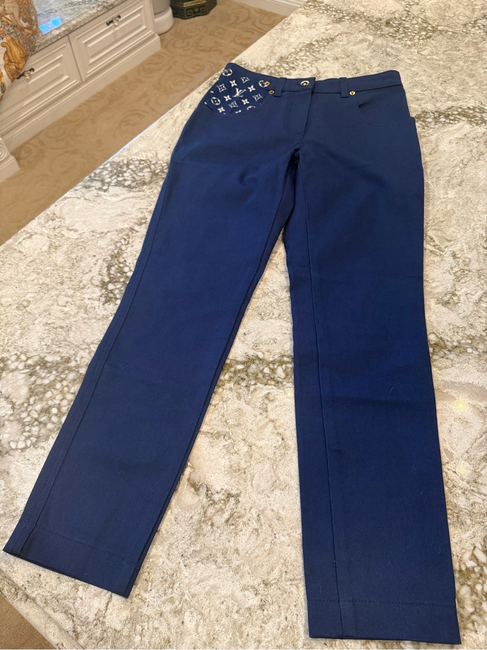 Louis Vuitton Blue Straight-Leg Logo Accent jeans